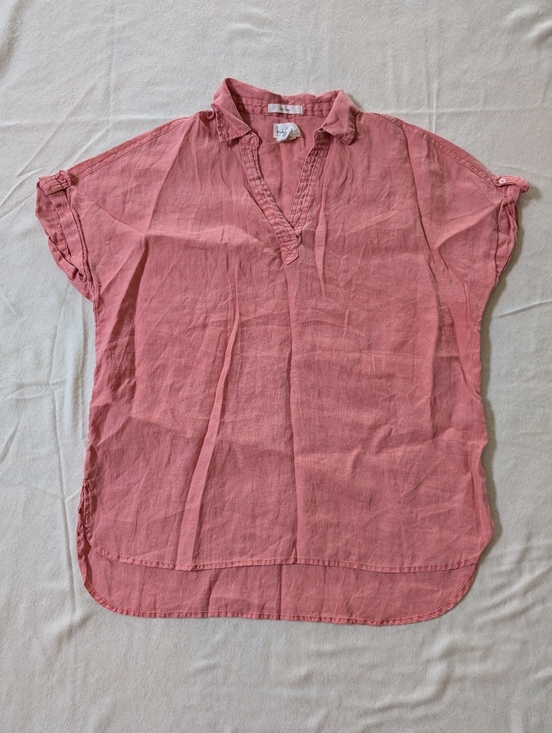 Nicole Miller New York Tops - Nicole Miller Pink V-Neck Linen Top S